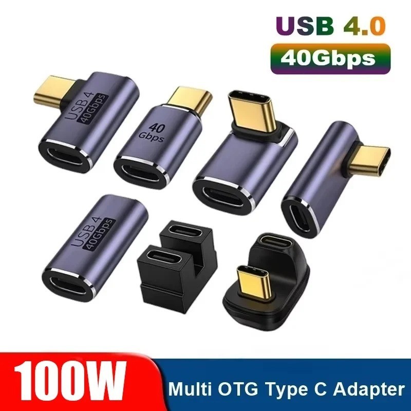 90 Right Angle USB C to USB C Adapter Type C Fast Charging Converter 40Gbps 100W gallery