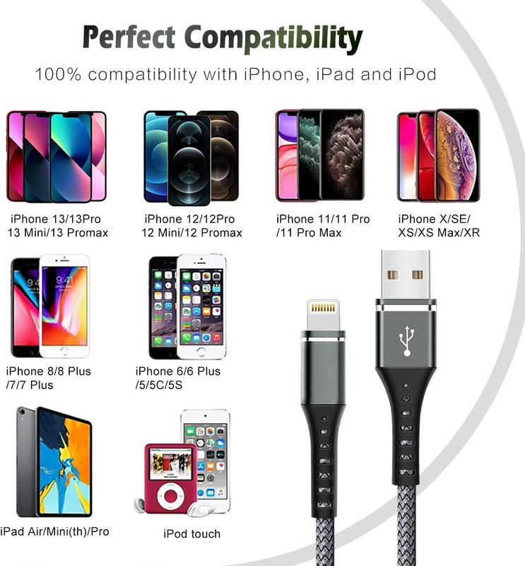[Apple MFi Certified] iPhone Charger Cable,3Pack 3FT Lightning Cable | Nylon Bra gallery
