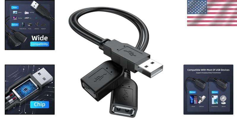 30cm USB 2.0 Male to Dual Female Y Splitter for Fast Connectivity gallery