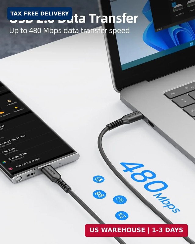 Short USB C to C Cable 0.5FT 3Pack, 6inch USB-C 60W Fast Charging Cords for iPho gallery