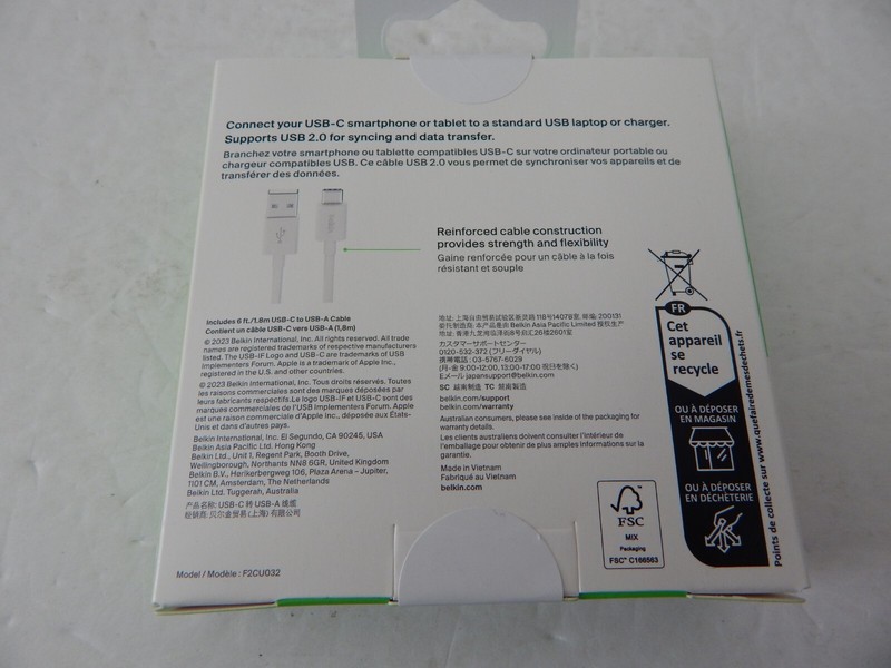 Belkin Universal USB-C to USB-A Cable 6 Feet White New gallery