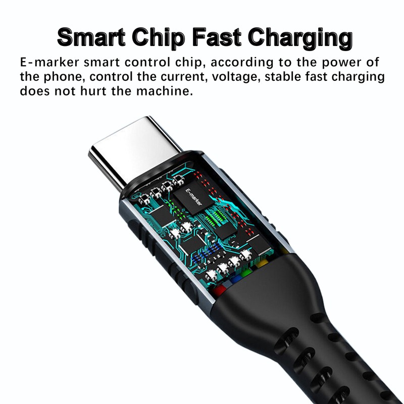 Braided USB C to USB C Cable, 100W USB C Charger Cable Fast Charging 1.5ft - 3ft gallery