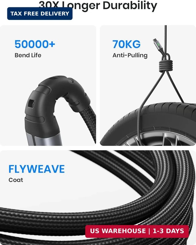 INIU USB C to USB C Cable, 240W Fast Charging Type C Charger Cord, Braided USBC gallery