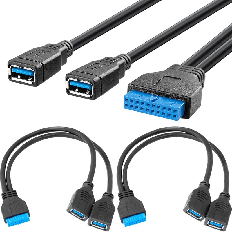 Dual USB 3.0 Female to Motherboard 20pin Header Cable for Front Panel, PC Mai…