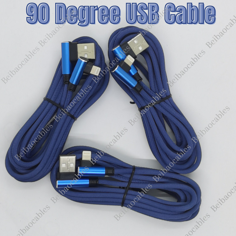 3 Pack 10Ft 90 Degree USB Fast Charging Cable Heavy Duty For iPhone Charger Cord