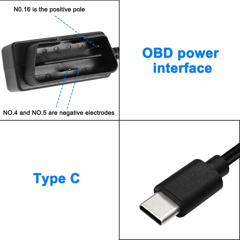 OBD Power Cable for Dash Camera Type C OBD2 Power Cable Adapter Hardwire Charger gallery
