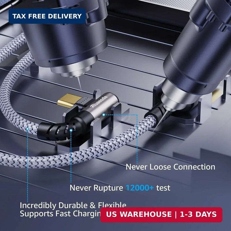 USB C to USB C Cable for CarPlay 10ft, 60W Fast Charging Right Angle Type C Char gallery