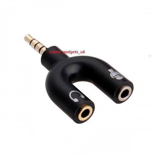 3.5mm Audio Jack to Headphone Microphone Adaptor Splitter Converter mobile phone