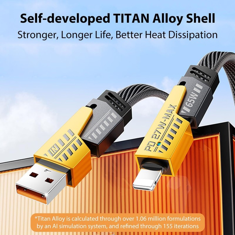 65W 4 in 1 Multi Charging Cable Flat Braided USBC Charge Cord LOT Data Transfer gallery