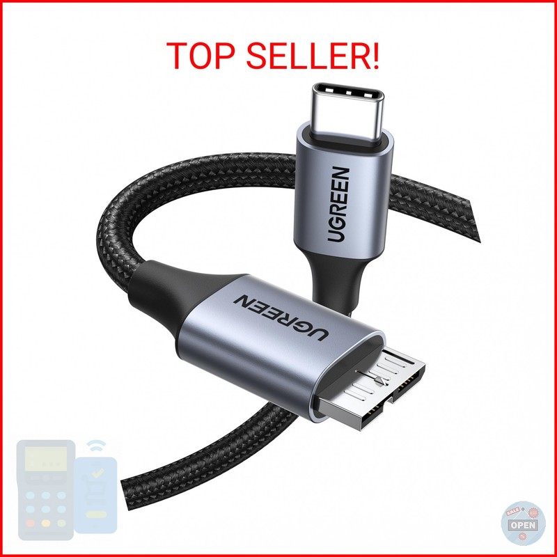 UGREEN 10 Gbps Micro B to USB C Hard Drive Cables, 1.5FT USB C to Micro B, Exter