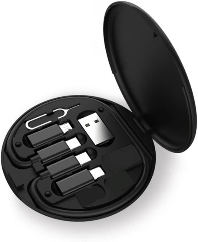 Multi Charging Cable Conversion Head Portable Storage Box with Sim Card Slot