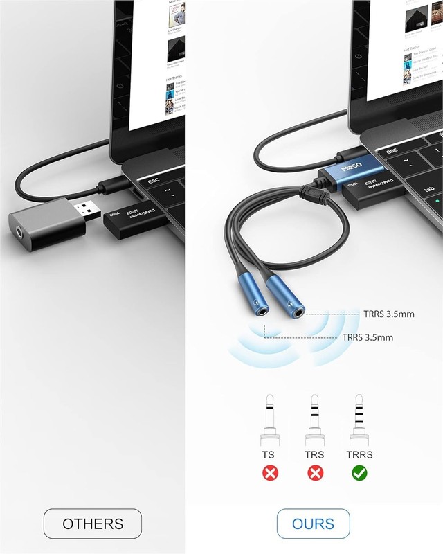 USB to Dual 3.5mm Audio Jack Adapter Stereo Sound Card Splitter for Headphones gallery