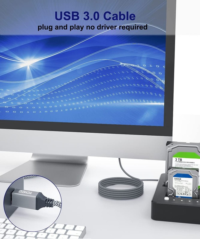 USB 3.0 Cable 10FT Braided Type A to B For Printer Scanner Monitor Docking gallery