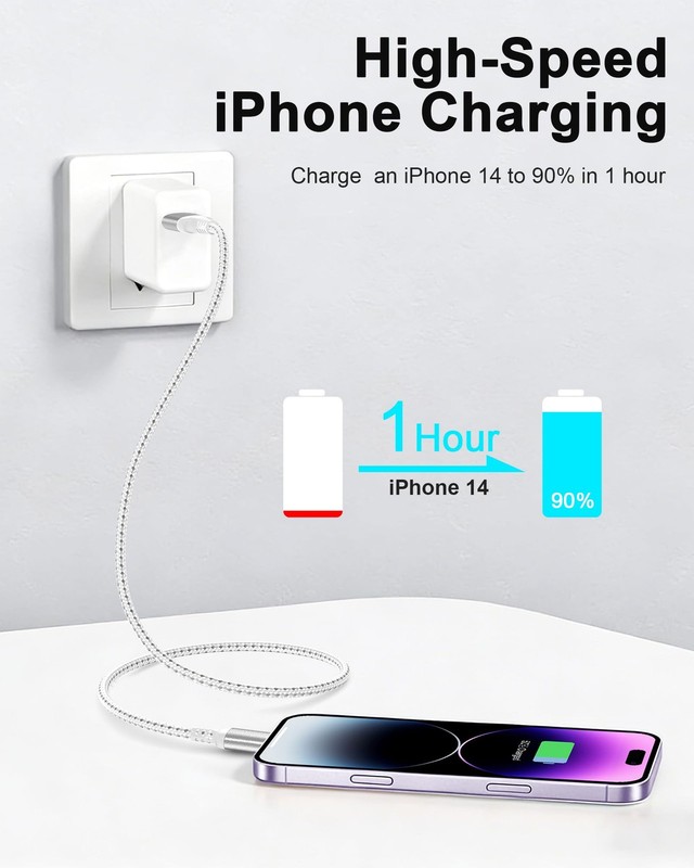 2ft USB to Lightning Cable (2-Pack) MFi Certified, Short iPhone Charger Cord ... gallery