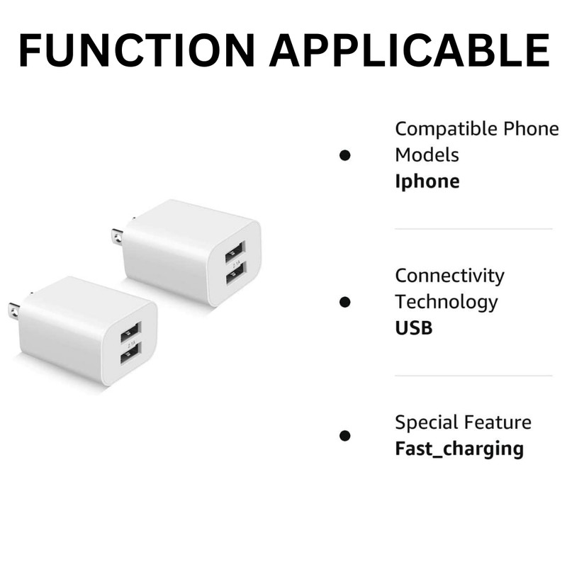 Dual Port USB Power Adapter Cable Fast Charger For iPhone 14 13 12 11 8 7 6 XS X gallery