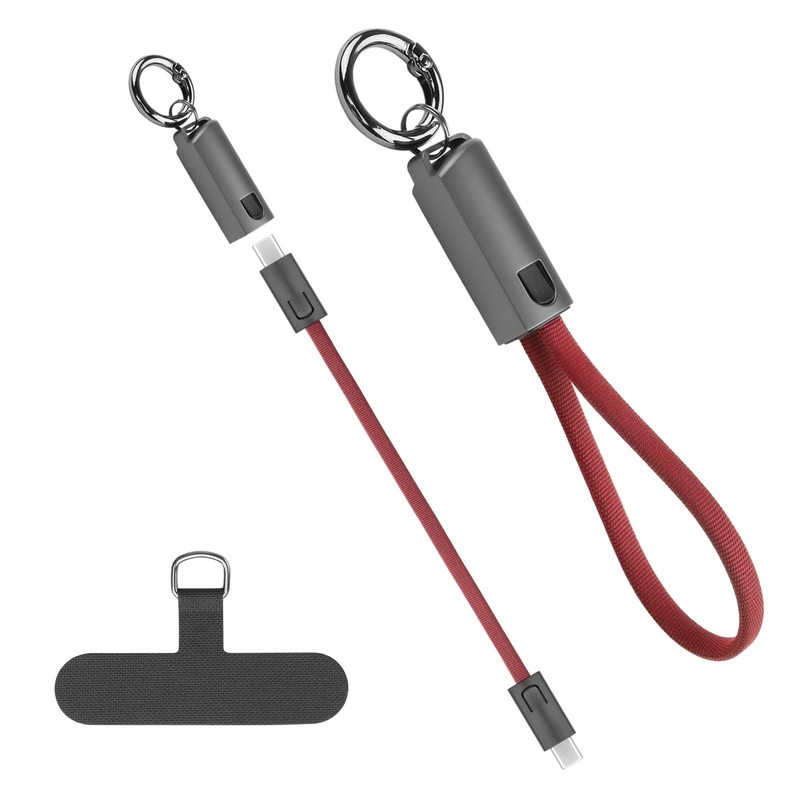 YACSEJAO 20cm/0.6ft Mini Keychain USB C to C Cable,60W PD Fast 20cm, Red