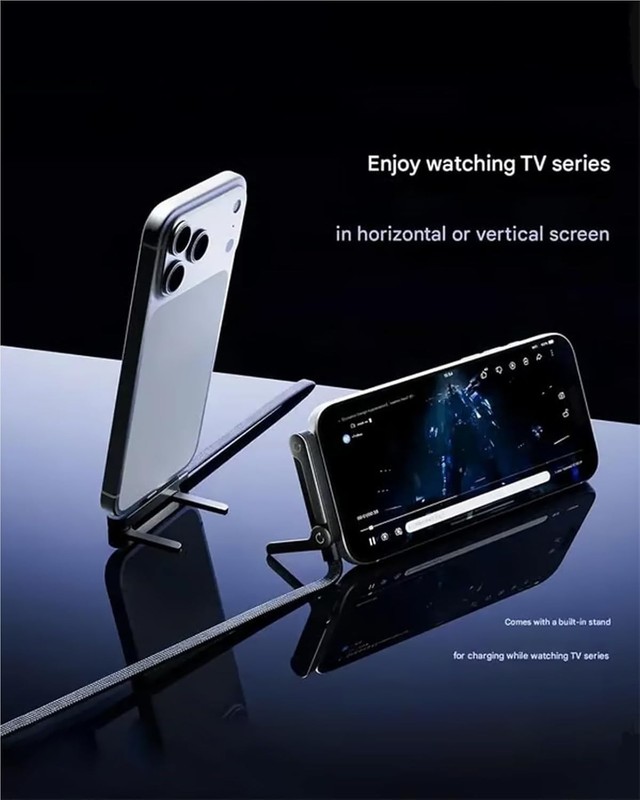 Tangle-Free 2-in-1 Charging Cable with Ergonomic Design and Phone Holder Stand gallery