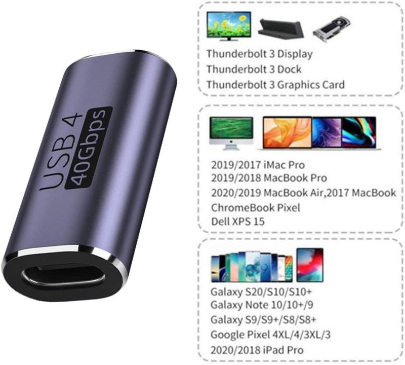 USB 4 Type C Female to Female Adapter Coupler 240W 40Gbps 8K for Thunderbolt Lot gallery