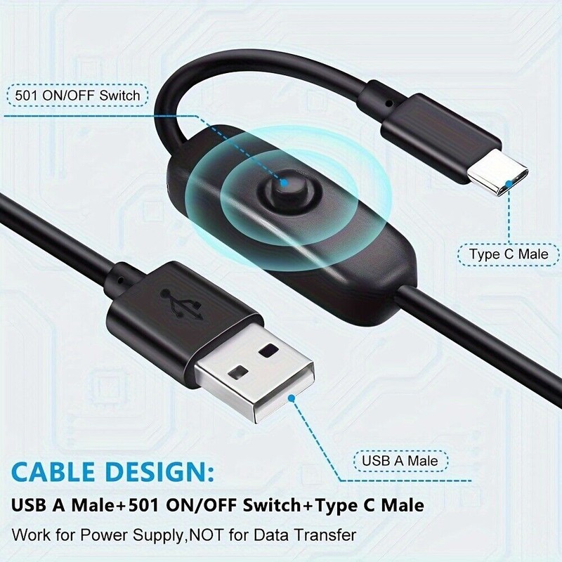 2/5/10-Pack USB Type-C Cable with On/Off Switch, 5V Fast Transfer, Compatible wi gallery