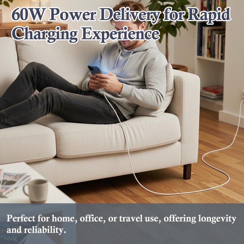 USB to USB Cable 6ft, 60W PD Fast Charging, USB 2.0, Nylon Braided, USB-IF Ce... gallery