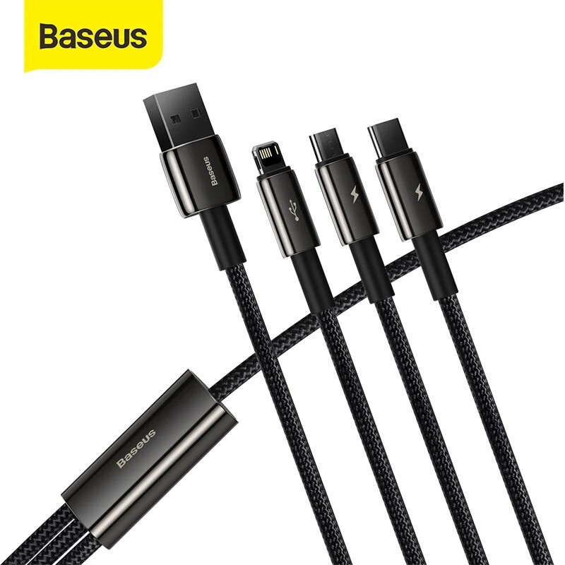 Baseus 3 in 1 USB Type C Cable For iPhone 14 13 12 Fast Charging Cable Samsung