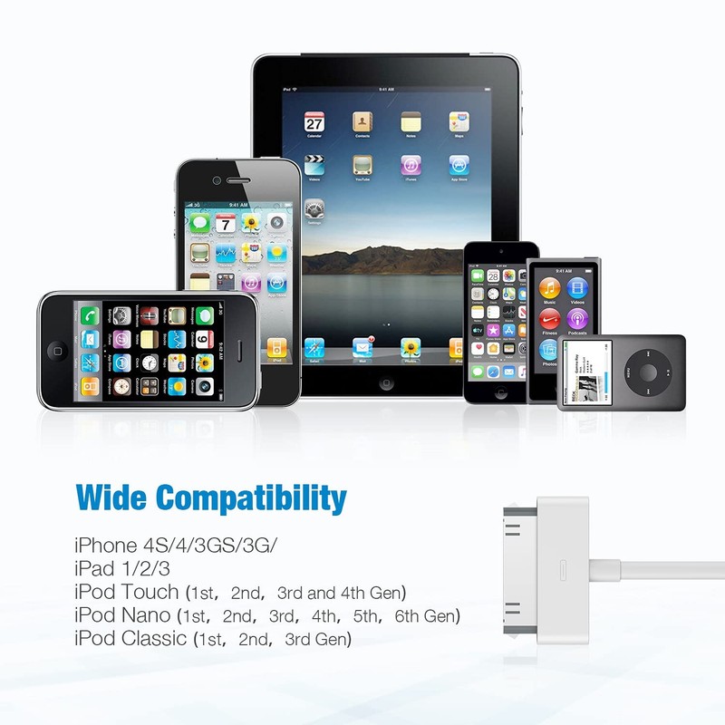 3FT 30 pin USB Charging Data Cable Cord for iPad 1/2/3 iPod Nano 1-6 LOT gallery