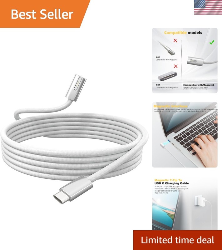 6ft USB-C to Magsafe 2 Magnetic Charging Cable – Durable PD100W Fast Charge