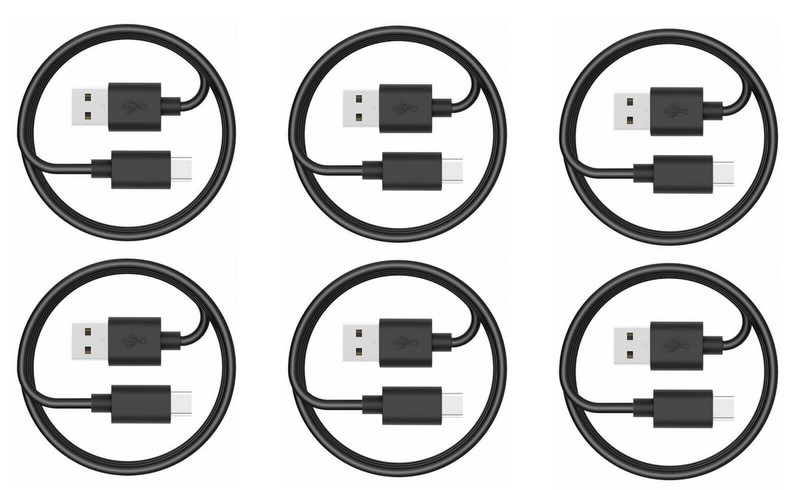6Pack 6FT Type-C Cable Data Sync Charger Cord for Samsung Galaxy S8 9 Note 9 BLK