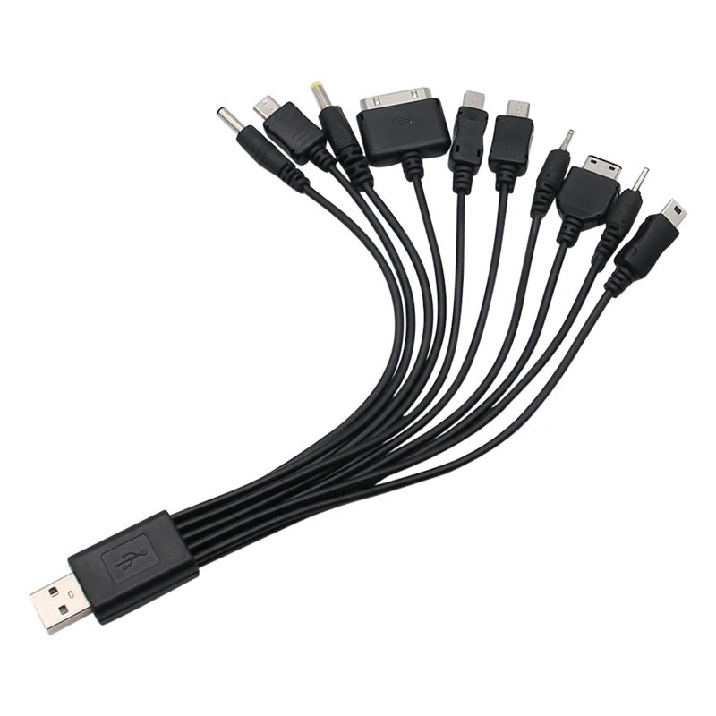 Universal 10 In 1 USB 2.0 Version Black Multi Charger Mobile Phone USB Cable New gallery