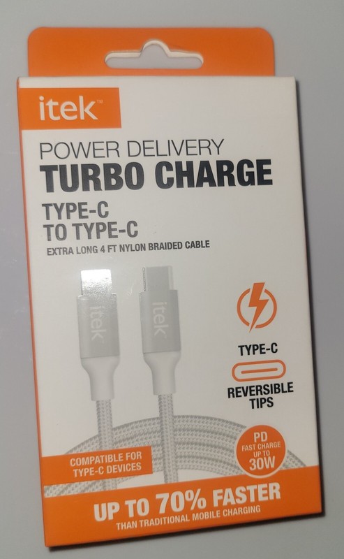 Itek High Speed Charging Cable Type-C To Type-C 4 Feet Long