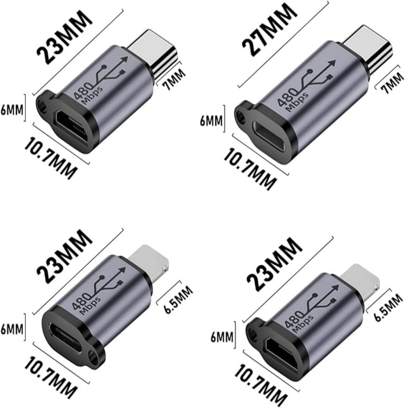 8 PCS USB Adapter Kit TypeC Micro Mini Lighting To USB 480Mb Phone PC Mac gallery