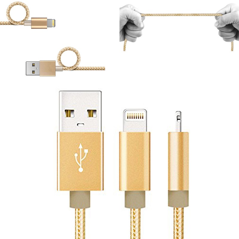 2m for Apple iPhone 6 7 8 SE XS XR 11 12 Mini Max iPad Nylon Data Charger Cable