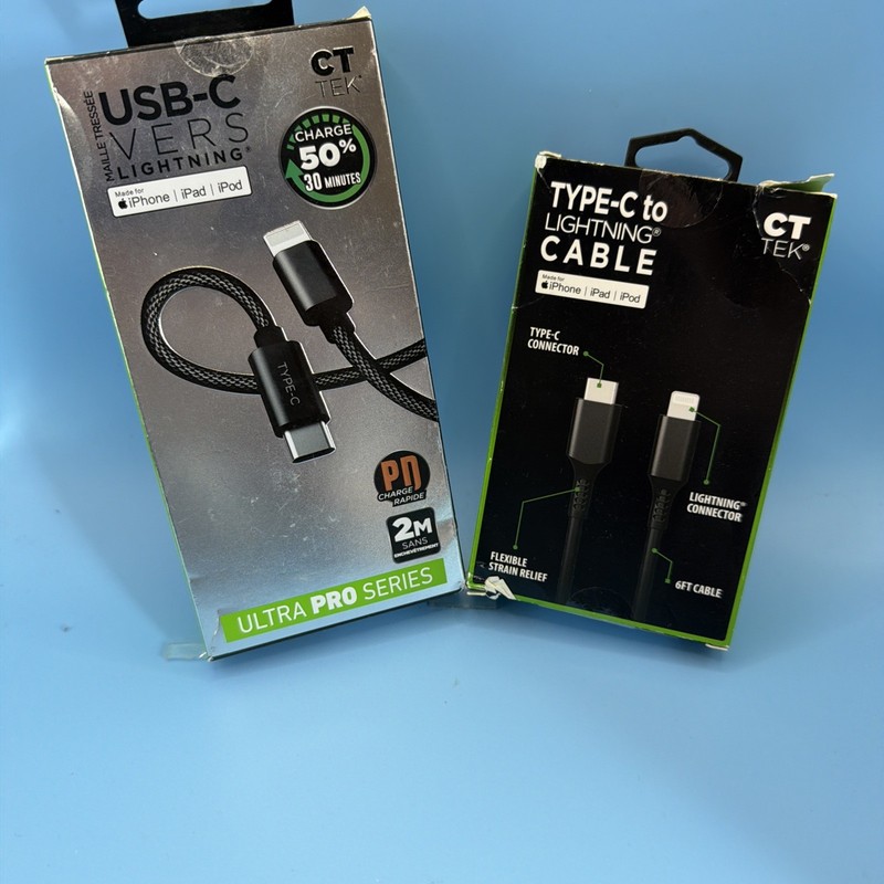 CT TEK 6FT USB-c To Lightening Charge/sync Braided Cable 14.5V2Amp 2 Cables Incl gallery