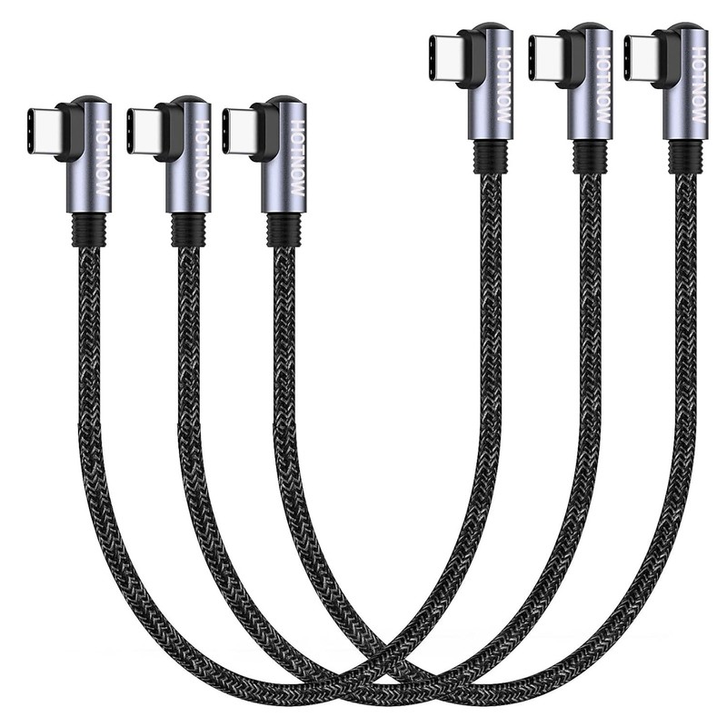 Compact 1ft USB C to USB C Cable - PD 65W Fast Charge, Right Angle Design gallery