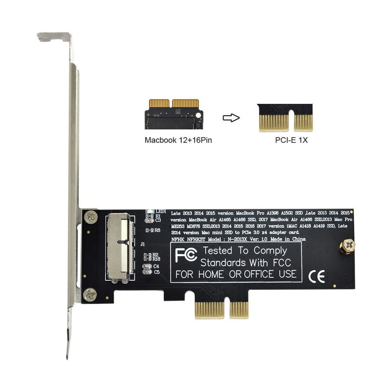 NFHK PCI Express PCI-E 1X to 12+16Pin 2013-2017 Mac Pro Air SSD Convert SATA gallery