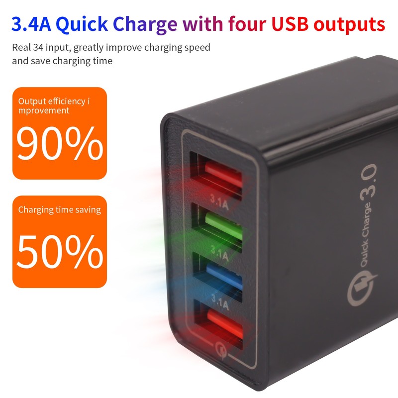 4 Port USB Wall Charger USB Fast Quick Charge QC 3.0 Power Adapter Plug US Lot gallery