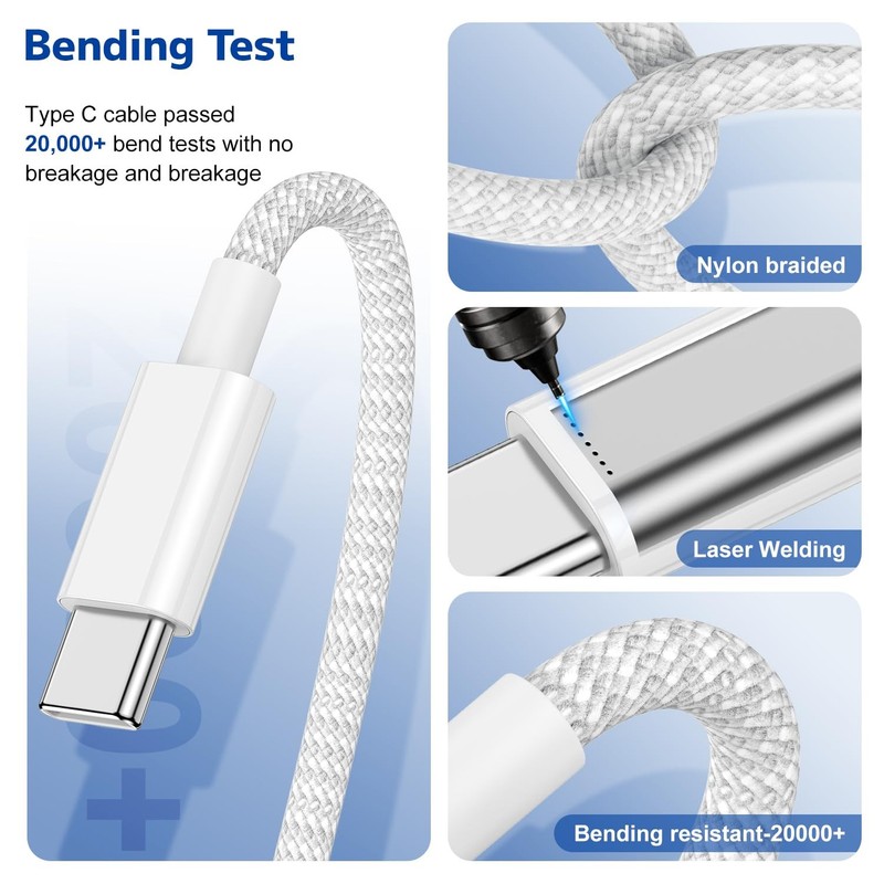 USB C Cable 10FT 6Ft 3Ft 60W PD Type C to C Fast Charger For iPhone 15 16 17 Lot gallery