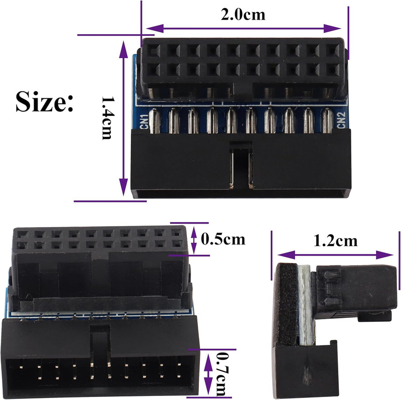 2 Pack down Right Angle USB 3.0 19-Pin Connector 90 Degree 19Pin/20Pin 3.0 USB F gallery