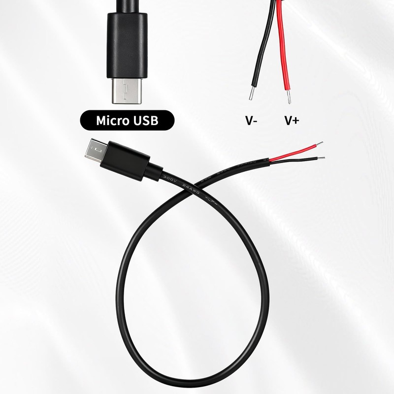 Zelphvt 5 Pcs USB C to 2 Pin Bare Wire Open End Power Cable 11inch 24AWG USB ... gallery