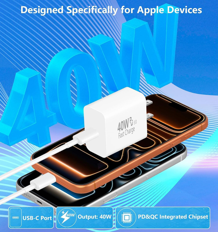 Type C Charger Fast Charging for Iphone 17, 2 Pack 40W USB C Charger Block with gallery