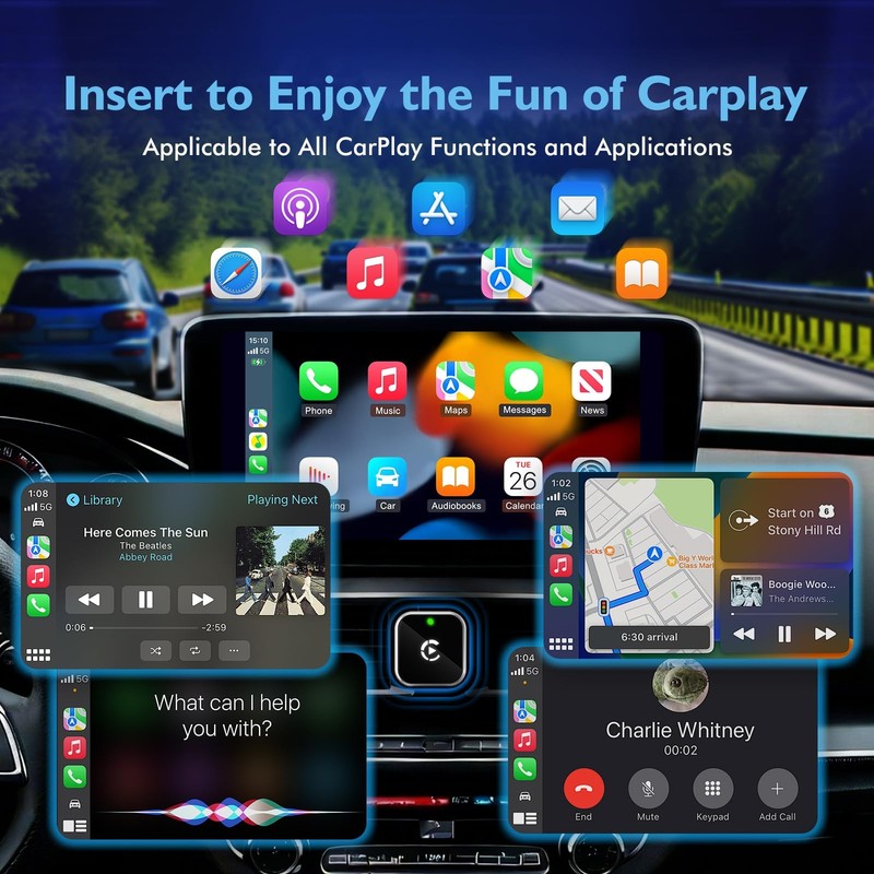 Mini L-Type & Ultra-Thin Wireless CarPlay Adapter, 2026 Upgraded Bluetooth Ad... gallery