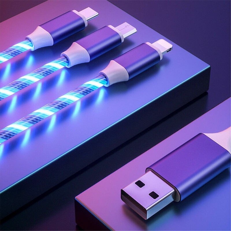 3 in 1 Fast USB Charging Cable Universal Multi Function Phone LED Charger Cord gallery