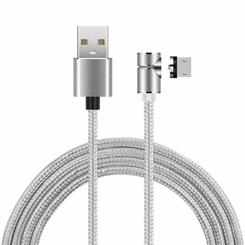 90° L-Shape Cable Charger 3in1 Absorption Magnetic Fast Charging Cable- Silver