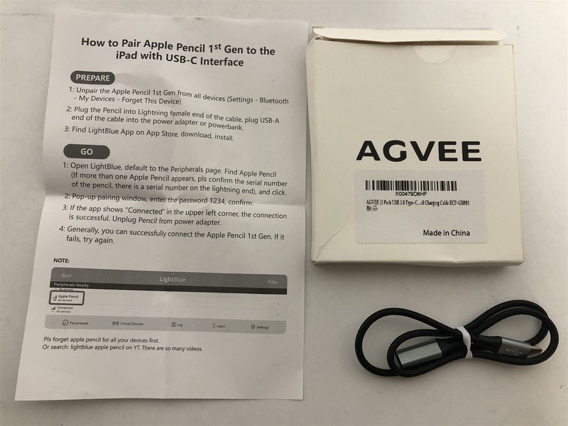 AGVEE 1.5ft Charging Adapter Cable. USB 2.0 Type-C #ECP-GBB83