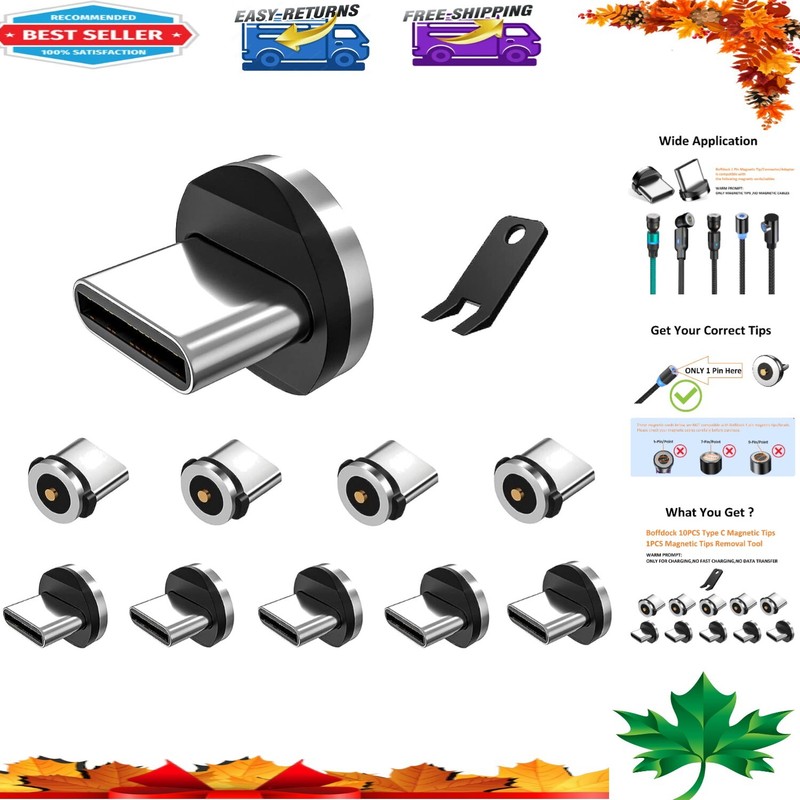 10-Piece Magnetic Type C Tips with Dustproof Design – Easy Removal Tool Included