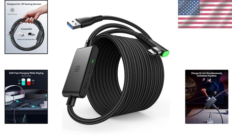 High-Speed 16ft USB 3.0 Link Cable for Meta Quest | Safe Charging & Durability gallery