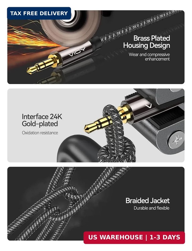 2Pack Headphone Extension Cable 10FT, 3.5mm Male to Female Aux Cord | Long exten gallery