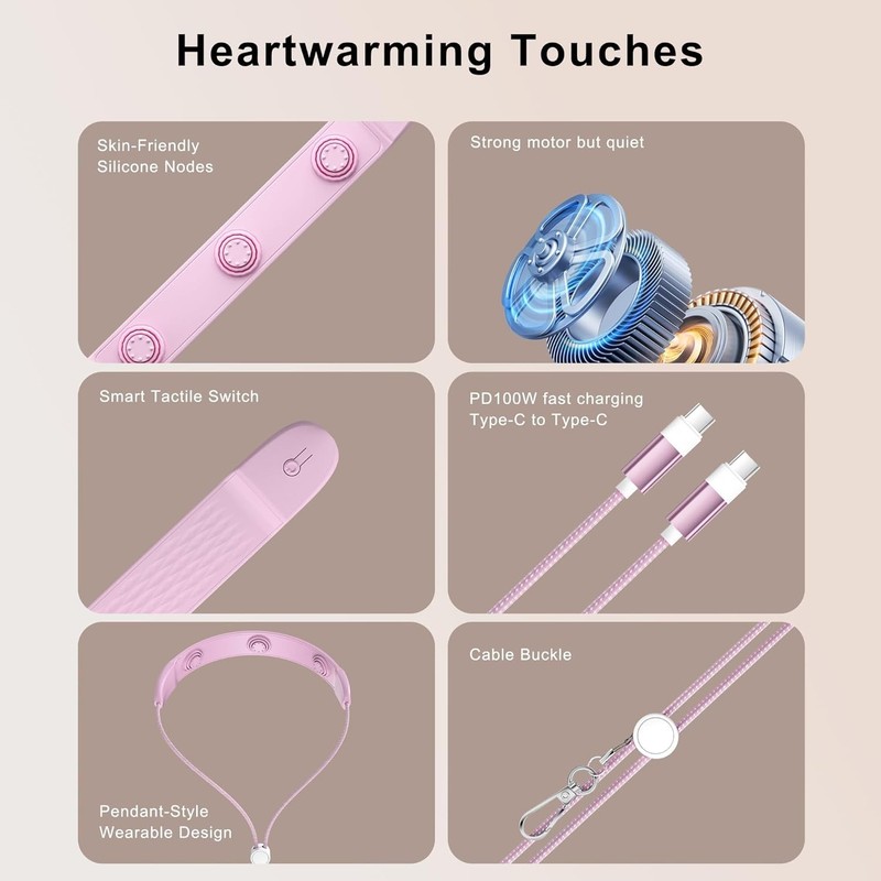 100W Fast Charging Neck Massager Cable | 3-Modes Silicone Vibration with USB C gallery