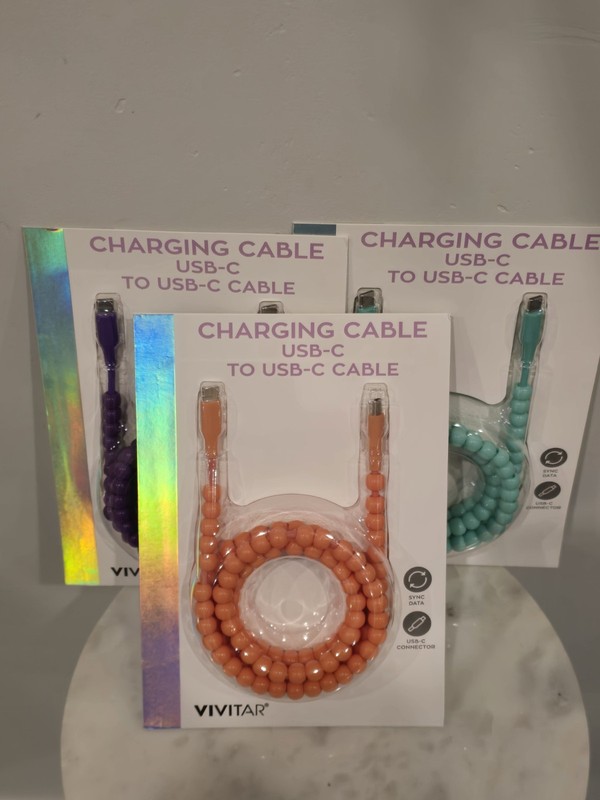 Charging Cable USB-C To USB-C Cable 3ft New Brand New Multicolor 3 Beaded Design