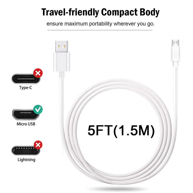 5 Ft Micro USB Charging Cord Fit for Simplehuman Mirror 5" 8" Round Lighted M... gallery